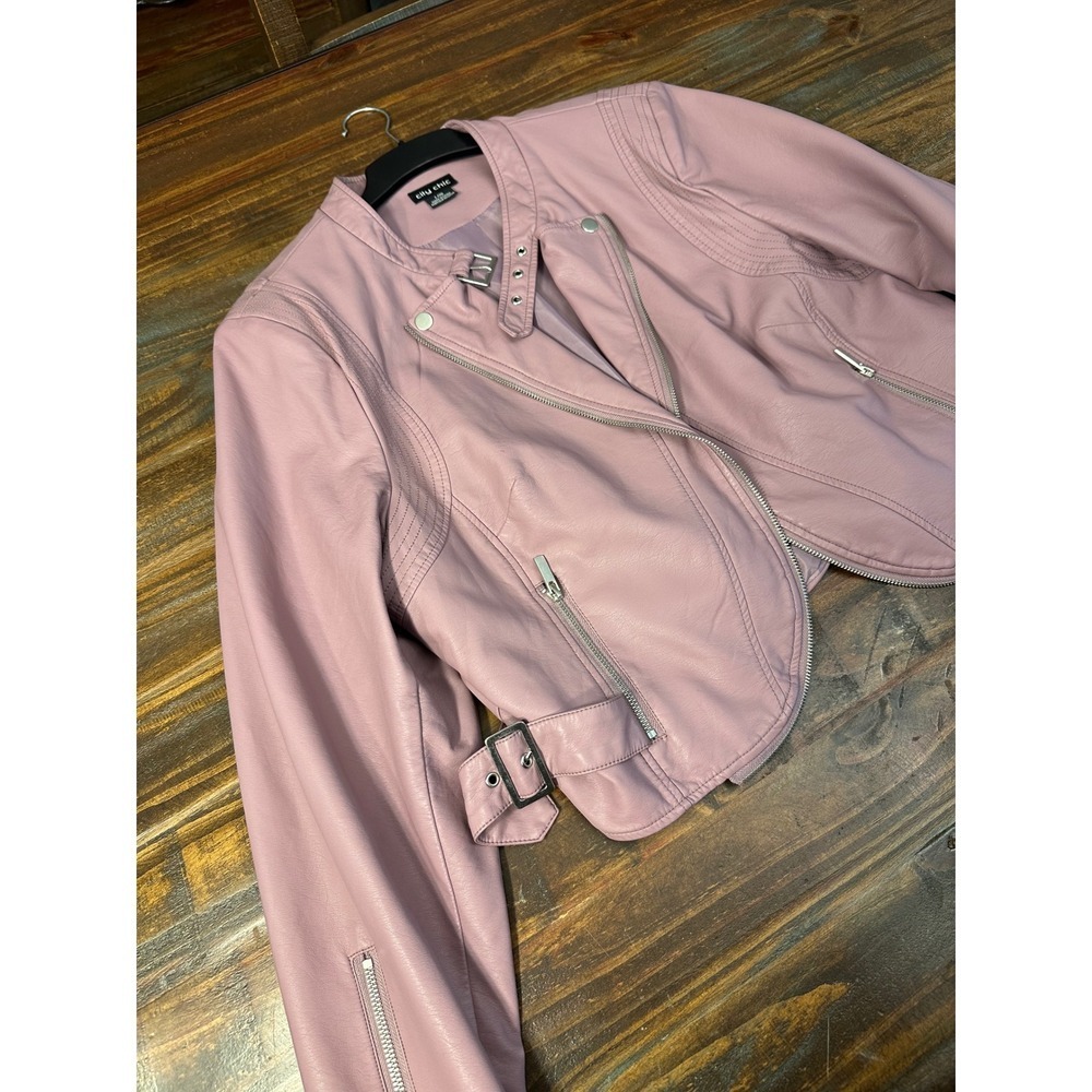 City Chic Pink Mauve Moto Jacket Cropped‎ Faux Leather Woman's L/20 Girlhoodcore